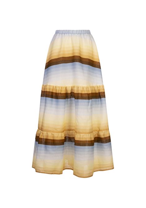 Maxi Gonna Charlotte In Lino Stampato AMOTEA | CHARLOTTE-LINENDUSTY LIGHT BLUE/FADED YELLOW